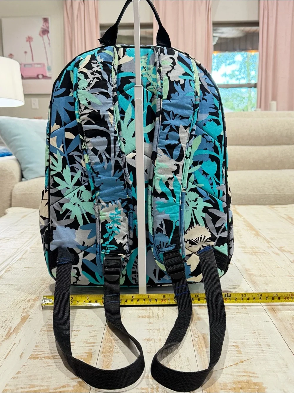 VERA BRADLEY Campus Backpack Retired Camofloral Laptop Green Blue Black Floral